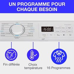 Lave-linge top - CONTINENTAL EDISON CELL712TW - 7 kg - Induction - 40 