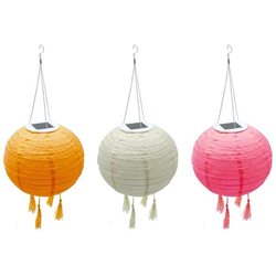 Set of 3 solar lanterns - LUMISKY - SHANGRI LA - H20 cm - Pink, cream 