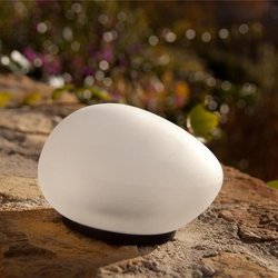 Decorative pebble solar lamp - LUMISKY - SOLENZARA - Ø16 cm - white LE