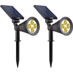 LUMI GARDEN 2er Set Strahler Spot Solar LED Spiky - Warmweißes Licht -