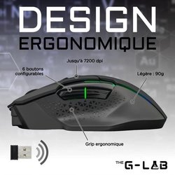 Wireless RGB Gaming Maus Die G -Lab 7200 DPI - Schwarz