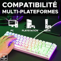 Clavier Gamer - The G-Lab - KEYZ HYDROGEN - 60% Format Compact - Rétro
