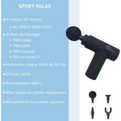 Massagepistool - LITTLE BALANCE - Sport Relax - 6 snelheden - 4 koppen