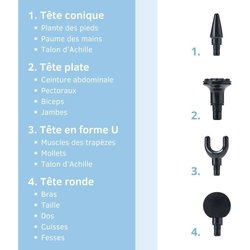 Massagepistool - LITTLE BALANCE - Sport Relax - 6 snelheden - 4 koppen