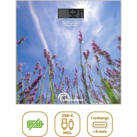 Bathroom scale - LITTLE BALANCE - USB-C - Lavender