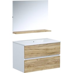 Ensemble meuble de salle de bain - Vasque - Bois - L80 x P45 x H50 cm 