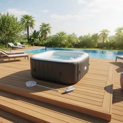 ALL-INCLUSIVE SPA KIT and accessories: 4-seater square inflatable spa 