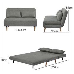 BZ Schlafsofa - 2 Sitze - Hellgrüner Stoff - 130 x 90 x 81 cm - DEPLO