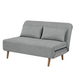 BZ Schlafsofa - 2 Sitze - Hellgrauer Stoff - 130 x 90 x 81 cm - DEPLO