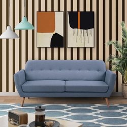 3-Sitzer-Sofa - LILLY - Hellblauer Stoff - 193 x 79 x 86 cm - SENHO