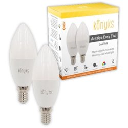 2 Ampoules LED connectées Wi-Fi + BT, LED E14, Couleurs + blanc réglab
