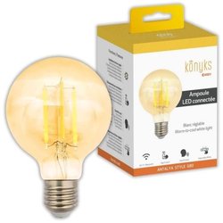 Bombilla conectada - KONYKS - Bombilla G80 estilo Antalya E27 - Wifi +