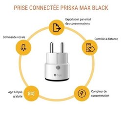 Mini presa intelligente - KONYKS - Priska Max Nero FR - Wi-Fi+BT - 16A