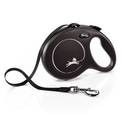 FLEXI New Classic riem - L: 8 m - Zwart - Honden