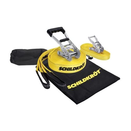 Slackline - SCHILDKROT - 15 m lang x 5 cm breit - Metallratsche - Trai