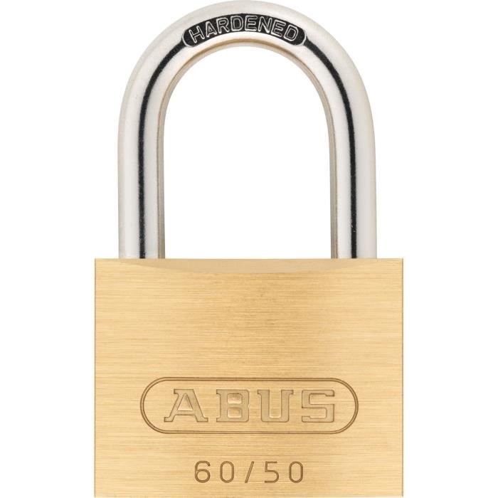 Solid brass padlock - ABUS - 60/50 - Hardened steel shackle - Double l