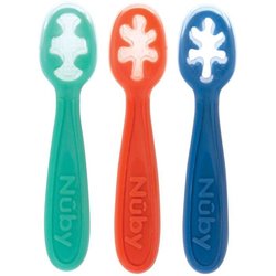 Lot de 3 premieres cuilleres bébé - NUBY - Silicone - Des 6 mois - Ble