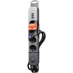 Steckdosenleiste - QUARX - 4 Steckdosen - Mit 3 USB-Anschlüssen, 3m Ka