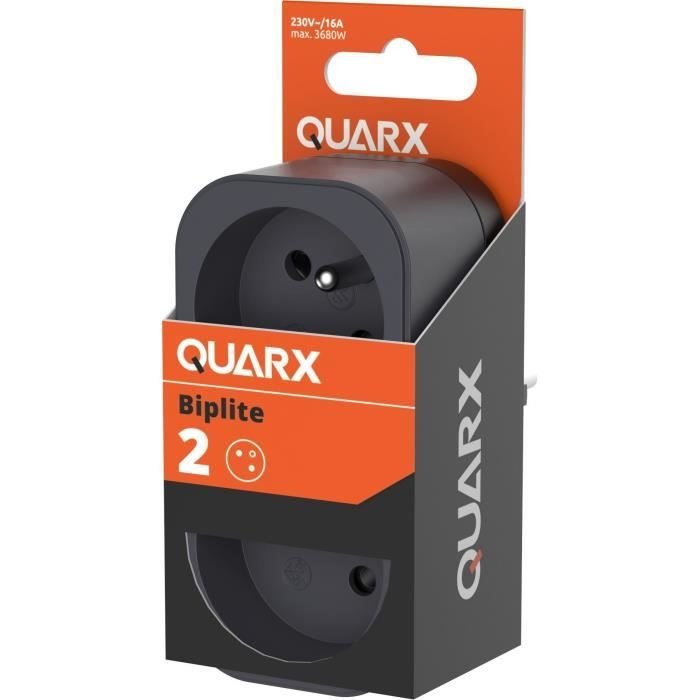 Biplite - QUARX - 2P 16A - Nero e grigio antracite, conforme NF