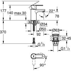 GROHE - Miscelatore monocomando per lavabo - Taglia S