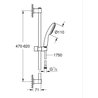 Shower set with 1 jet shower head, 60cm bar and 1.75m flexible hose - 