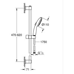 Duschset mit 3-Strahl-Duschkopf, Stange und flexiblem Schlauch  GROHE