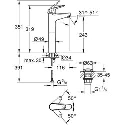 Eéngreeps wastafelmengkraan - GROHE Swift - 24331001 - Chroom - Verhoo