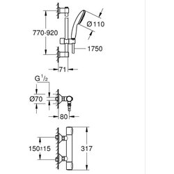Duschset - 1 Strahl - Thermostatmischer - GROHE - 34805001 - Grau