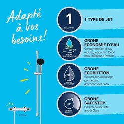 Duschset - 1 Strahl - Thermostatmischer - GROHE - 34805001 - Grau