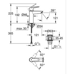 Single lever basin mixer - GROHE Start - 235752432 - Matt black - Size