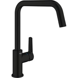 Robinet de cuisine - Mitigeur monocommande évier - Noir mat - Bec haut