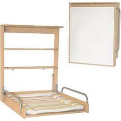 Table a langer murale rabattable - ROBA - DSCHUNGELBABY - Matelas rayé