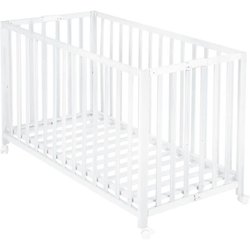 Lit bébé pliant - 60 x 120 cm - ROBA - FOLD UP - Roulettes - Blanc