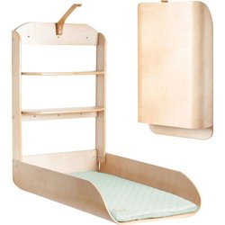Cambiador de Pared y Plegable - ROBA - Madera Natural - Estantes Integ