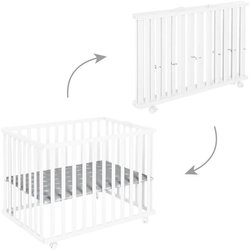 Foldable baby playpen - ROBA - LITTLE STARS - 75 x 100 cm - Height adj