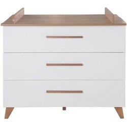 Wickeltisch - ROBA - OLE - 3 Schubladen - Dunkle Eiche / Weiß