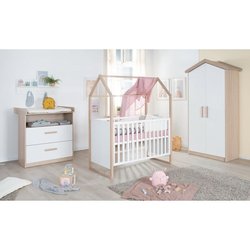 Komplettes Babyzimmer-Set: Babybett (60 x 120 cm) + Wickeltisch + Klei