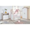 Komplettes Babyzimmer-Set: Babybett (60 x 120 cm) + Wickeltisch + Klei