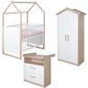 Komplettes Babyzimmer-Set: Babybett (60 x 120 cm) + Wickeltisch + Klei