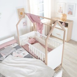 Komplettes Babyzimmer-Set: Babybett (60 x 120 cm) + Wickeltisch + Klei