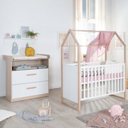 Babyzimmer-Duo: Babybett 60 x 120 cm + umbaubarer Wickeltisch - CABANE