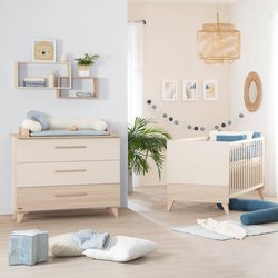 Chambre bébé duo : Lit évolutif 70 x 140 cm + Commode a langer - SYDNE