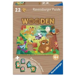 Bosdieren - Houten puzzel met 22 stukjes