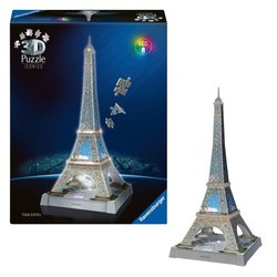Rompecabezas 3D icónico: Torre Eiffel iluminada