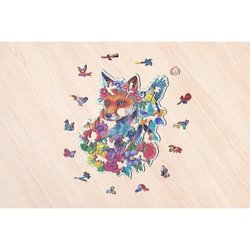 Puzzle in legno - Forma - 150 pz - Volpe colorata