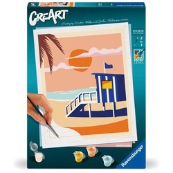 CreArt 24x30 cm Beach Cottage, Adulte, Peinture par numéros, 23896, Ra