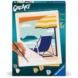 CreArt 24x30 cm Relax in spiaggia, Adulto, Dipingi con i numeri, 23897