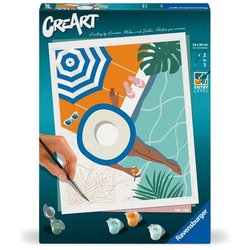 CreArt 24x30 cm Pool Time, Erwachsene, Malen nach Zahlen, 25523, Raven