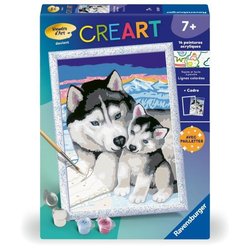 CreArt Kids 18x24cm Dolci baci di Husky, Kit di pittura con i numeri, 