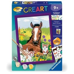 CreArt Kids 18x24cm Cheval et chatons, Kit de peinture par numéros Num